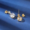2 Pairs Stud Earrings Set Round Oval 18K Yellow Gold