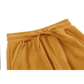 GLEAMING GRAIN Kids Unisex Cotton Sweatpants Drawstring Plain Jogger Pants for Boys or Girls Age 5-14 Years Khaki