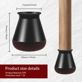 24 Pcs Chair Leg Floor Protectors for Hardwood Floors, TPE Reduce Noise Furniture Leg Cover, Furniture Feet Protectors Pads for Chair