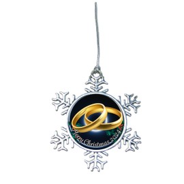 Wedding Gold Rings Bridal Gift Christmas Ornament Choose Snowman Snowflake Bulb (Snowman)