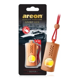 AREON Fresco Sport Lux I Natural Wood Oil Car Hanging Air Freshener (1, Silver)
