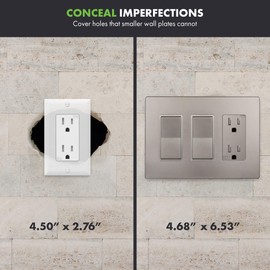 ENERLITES Elite Series Screwless Decorator Wall Plate Child Safe Outlet Cover, Size 3-Gang 4.68" H x 6.53" L, Unbreakable Polycarbonate Thermoplastic, SI8833-NK, Glossy, Nickel