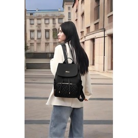 Ecohaso Mini Backpack Purse for Women, Small Nylon Backpacks Purse Ladies Backpacks Women Cute Mini Travel Daily College Bag (T-Black)