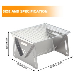 dellyy Folding Barbecue Stainless Steel Portable Mini Grill Camping Grill Travel Grill Suitable for Outdoor Garden and Other Places Suitable for 1-2 People