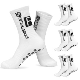 HUKUMA Football Socks, Football Socks 39-46 Men Women FS Football Socks, Non-Slip Grip Socks, Tape Design for Men Women Football Basketball Running Tennis, 3 pairs 6-11, 39-46