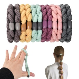 Hair Scrunchie Set, 12 Pieces Ponytail Holders for Women and Girls, Elastic Braided Hair Bands, Multicoloured Fashion Scrunchies, Women's Hair Accessories for All Hair Types
