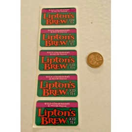 Vintage 1x1.75" Lipton's Brew Strawberry & Plum Machine Sticker Sheet Rare NOS