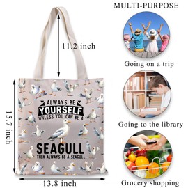 PLITI Seagull Gift for Women Seagull Lover Gift Always Be Yourself Unless You Can Be A Seagull Tote Bag Nemo Seagull Gift (Can Be Seagull TGU)