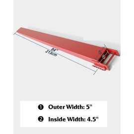 Pallet Fork Extension,1 Pair Forklift Extension,Load Capatity 5500 LBS,4.5 Inch Width with Tire Chain, Heavy Duty Alloy Steel Fork Extensions for forklifts,Red (4.5 Inch Width 84 INCH Length)