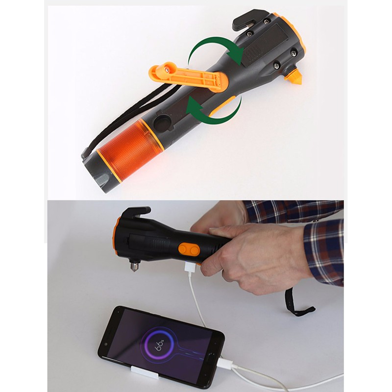Hand Crank Flashlight Rechargeable LED Flashlights with SOS Alarm Emergency