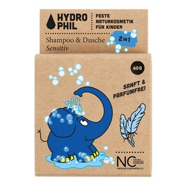 Hydrophil Solid Shampoo & Shower 2-in-1 Kids, Sensitive, Elephant, 60 g
