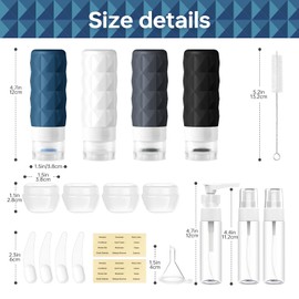 PHOVSUV 20Pack Travel Bottles Set,Leak Proof TSA Approved Travel Size Containers, Travel Essentials for Conditioner, Shampoo, Lotion & Body Wash Accessories (Dark Color) (Dark Color)