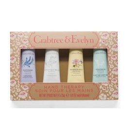 Crabtree & Evelyn Hand Therapy 4-Pack (0.9 oz Each) (Goatmilk, Summer Hill, Nantucket Briar, Lavender)