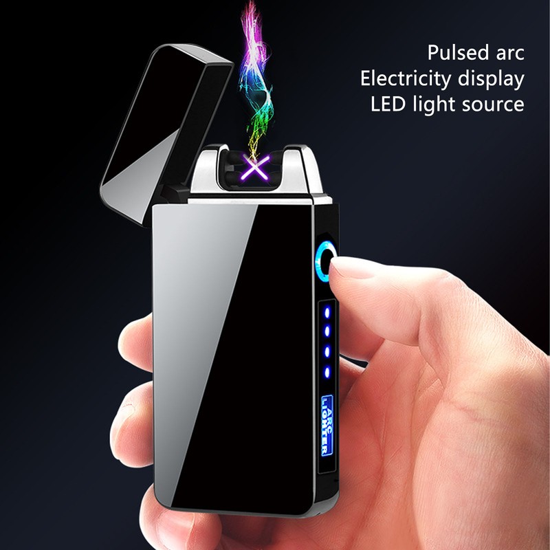 Electric Dual Arc Lighter Rechargeable Windproof Flameless 220mAh Aluminium Alloy