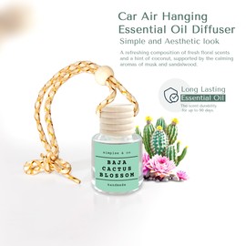 Baja Cactus Blossom, 2 Pack, by Simplee & Co, Car Air Hanging Essential Oil Diffuser, Car Air Freshener Diffuser with Long Lasting Essential Oils, Aromatherapy Vehicle Diffuser, Long Lasting, Clear