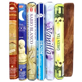 You International 6 Types of Indian Incense and Wood Incense Holder Included