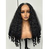 Afro Curly V Part Wig Synthetic Yaki Curly Half Wigs
