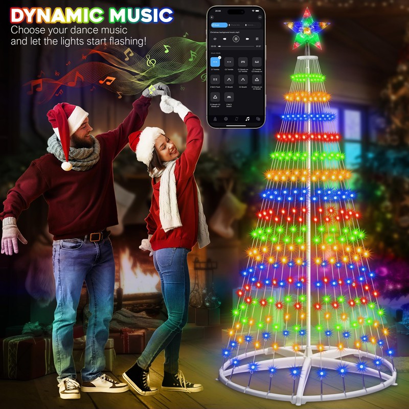 30+ Modes Smart Prelit Christmas Cone Tree with Lights -