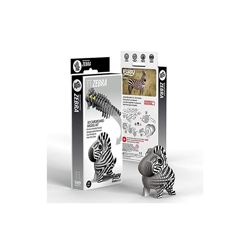 Eugy 3D Model: Wild Animal/Zebra 6x4.3x6.8cm, in Carton, boxed, 6+