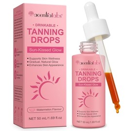 Tanning Drops To Drink, Drinkable Sunless Tanning Drops, Moisturizing Oral Bronzing Supplement with Beta-Carotene & Vitamins for Healthy Glow, Face & Body, 1.69 fl oz