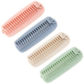 JJUNW Pack of 4 Foldable Combs, Portable Mini Hair Brush, Double Headed Folding Comb, Folding Brush, Travel Pocket Comb, Travel Hair Brush for Women