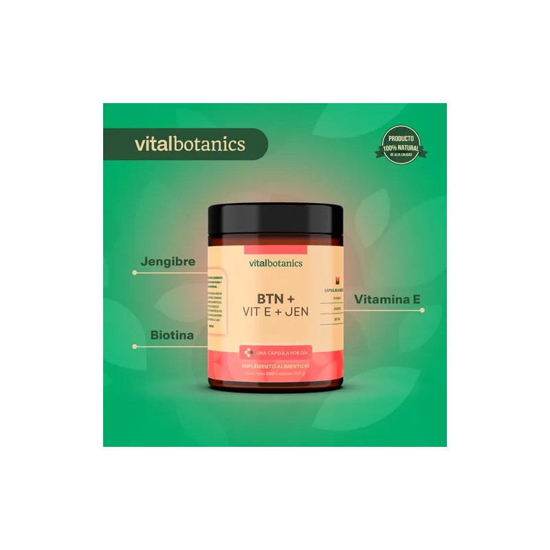 Vitamina E + Biotina Pura Con 200 Capsulas | Vitalbotanics
