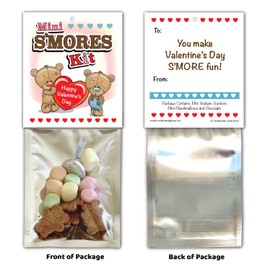 5 Pack - Happy Valentine's Day Mini S'mores Kit - Bear Funny Party Favor Kids Cute