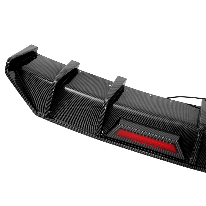 KUAFU Rear Bumper Diffuser Spoiler W/ Led Light Carbon Look