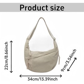 Fashion Plain Color Nylon Crossbody Bag For Women, Slouchy Dumpling and Multi-Pocket Sling Bag, New Crossbody Bag (Beige)
