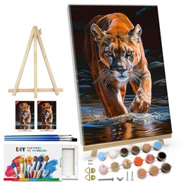 ATDMS Paint by Numbers Kit for Adults Tiger Paint by Number with Frame DIY Animal Paint by Number with Easel Adult Paint by Number Kits on Canvas Framed for Gift Home Wall Decor 8x12 Inch