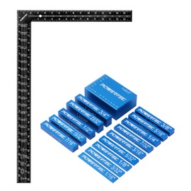 POWERTEC 72230 15pcs Setup Blocks Height Gauge Set & 16 x 24 Inch Steel Framing Square, Router Table Setup Bars for Router Bit/Table Saw Blade Height, Band Saw, Drill Press, Woodworking, Construction