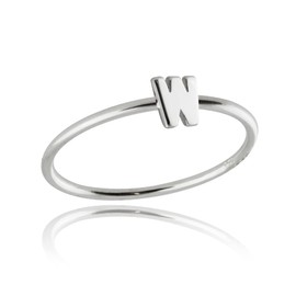 FashionJunkie4Life Sterling Silver Letter W Ring, Sizes 5-10, Initials Words Stacking Bands (7)