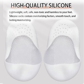 JEWYOCO Moisturizing Socks 3 Pairs Soft Breathable Spa Repairing and Softening Dry Cracked Feet Skins Ventilate Style (White Size 9-12)