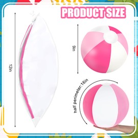Whaline 3Pcs Inflatable Beach Ball 16 Inch Round Pool PVC Balls Cute Game Toys for Summer Hawaiian Tropical Theme Beach Party Decor (Pink and White)