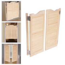 LIAPDG Double Half Door, Entrance Partition Saloon Swinging Dutch Western Style Premade Bar Pine Wood Kitchen Door 180 Degrees Open & Close (Wood Color+Total Width(91cm/35.83in))