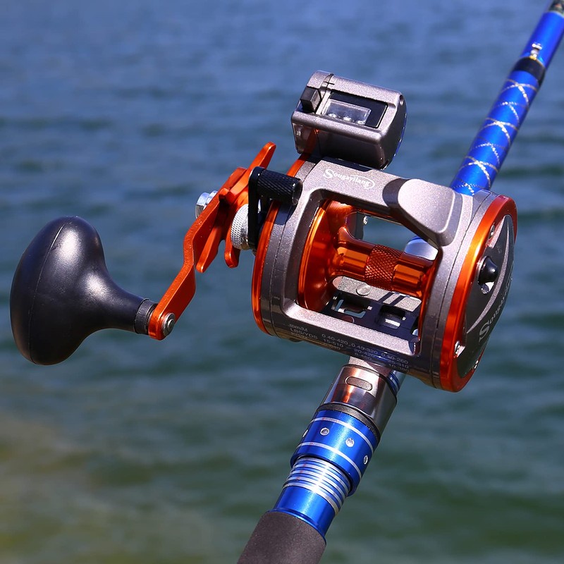 Sougayilang Line Counter Trolling Reel Conventional Level Wind Fishing Reel-Thunder