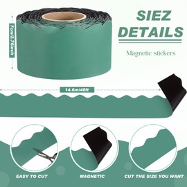 Tenceur 48 Ft x 2.75 Inch Large Magnetic Bulletin Board Borders Bulletin Boarder Trim for Classroom Whiteboard Decorations Scalloped Trim for Office Chalkboard Home Decoration (Green)