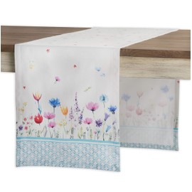 Maison d' Hermine Tablerunner 100% Cotton Table Runner Decorative Washable Easter Table Cover for Home, Kitchen, Dining, Cocktail Parties & Camping, Flower In The Field - Spring/Summer (37cm x 230cm)
