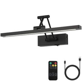 Joossnwell Picture Light Battery Operated Art Lights for Painting with Remote Wireless Wall Light Dimmable and 3CCT Black Picture Frame Light 15.35 Inch Sconce Light for Library Museum Portrait