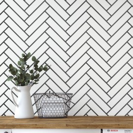 Stencil Revolution Diagonal Herringbone Tile Pattern Wall Stencil