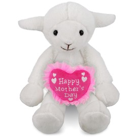 DolliBu Happy Mother's Day Super Soft Plush Long Leg Lamb - Cute Stuffed Animal Present with Pink Heart Message for Best Mommy, Grandma, Wife, Daughter - Cute Farm Life Plush Toy Gift - 10.5 Inch