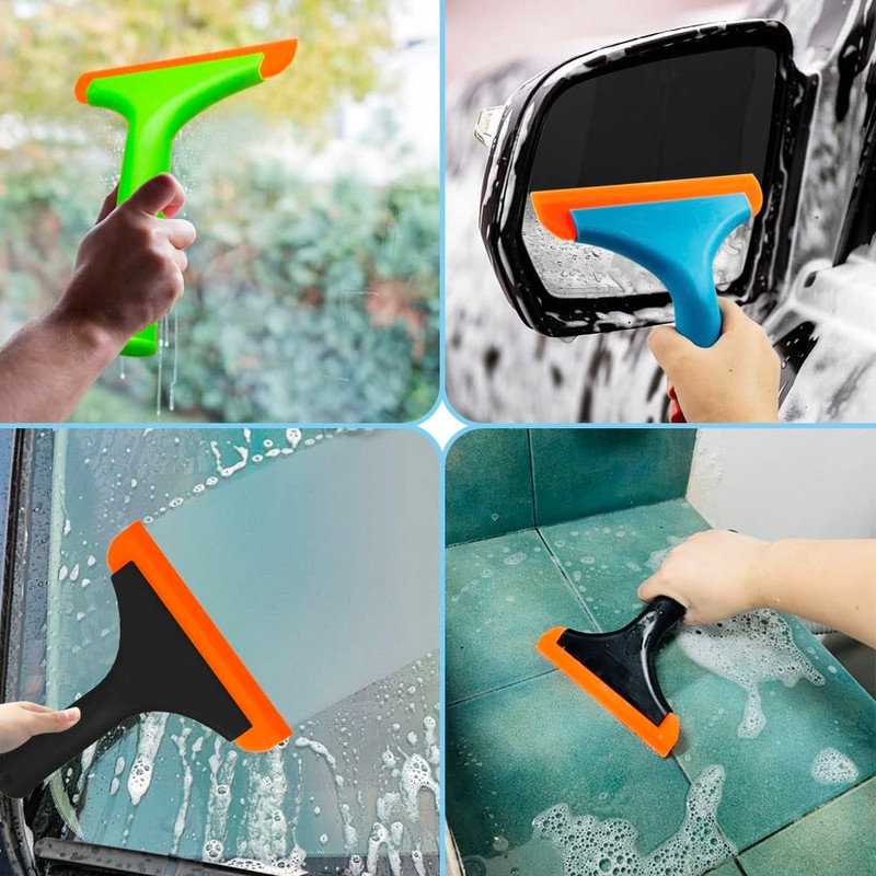 3 Pcs Flexible Silicone Squeegee, FineGood 5.9” Blade Window Squeegee