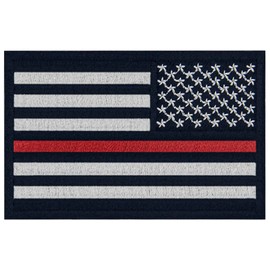 Reverse American Flag Patch Tactical USA Embroidered Badge United States Military Applique Iron On Sew On Emblem, Red Line