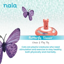 Caitec Presents Nala Cat Motorized Butterfly Teazer Spinner - Interactive Cat Toy - Tunnel Ball