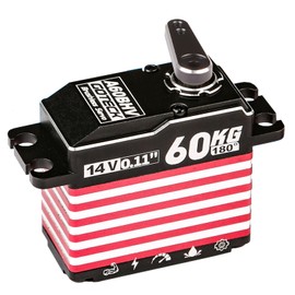 GOTECK 60KG Brushless Digital Servo,High Voltage 14V Full Metal Gear Waterproof Steering Servo with 25T Servo Horn for 1/8 1/10 Scale RC Cars,RC Crawler,Trucks,Boat,Robot Parts (A60BHV-180°)