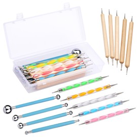 Bamru 14-Piece Dotting Tools Ball Pens with Box, Pen Dotting Tools Set for Stone Painting, Pottery Clay Modeling, Embossing, Nail Art