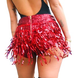 Yollmart - Faldas con borlas para mujer, pantalones cortos y bailes, Rojo -, Small