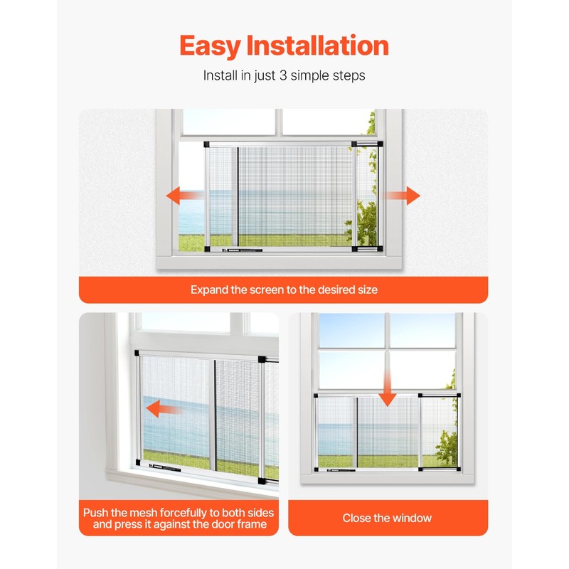 VEVOR Adjustable Window Screen, 15" H x 21" - 40"