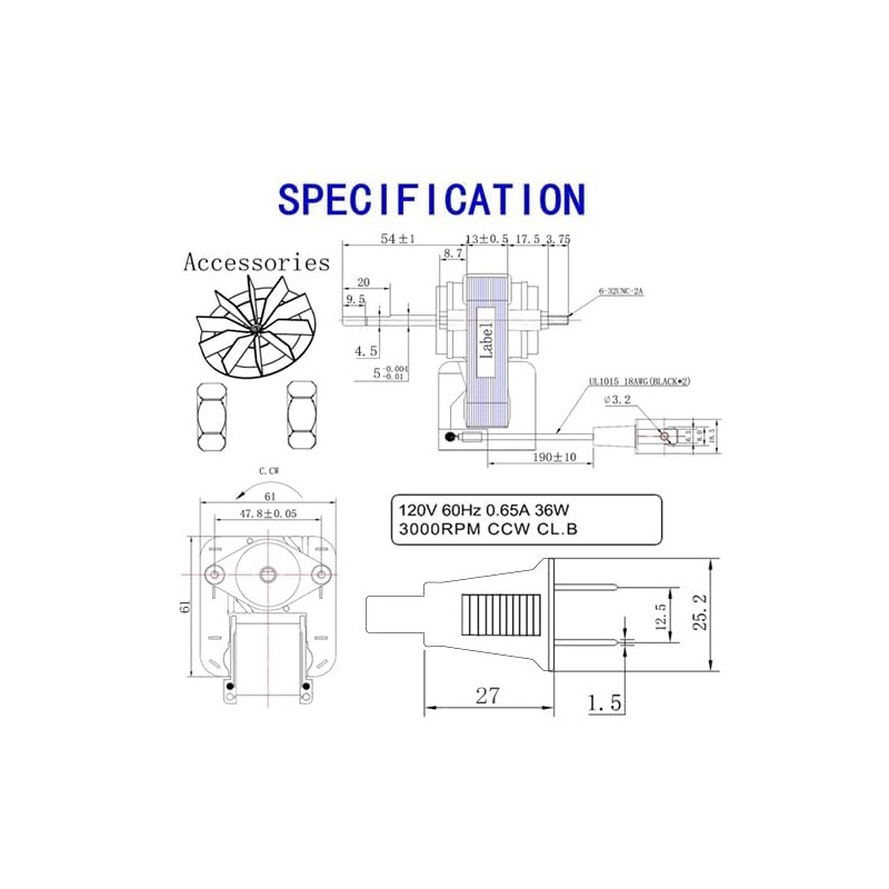 MEGAttA Universal Bathroom Vent Fan Motor Replacement Kit SM550 -