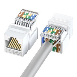 CNCOB Cat6 Keystone Jack Toolless 2 Pack, Golded Plated Tool Free RJ45 Ethernet Jack Easy Operation, Stable Transmission